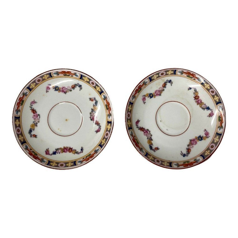 VTG Replacement Set of 2  Fraureuth Standish Floral Swag 5 1/2” Teacup Saucers